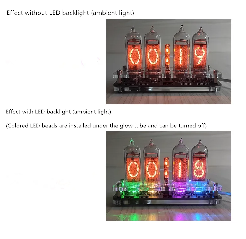 Ghxamp-glow Tube Clock Nixie Clock Led Luz Ambiente Controle Remoto Tubo de Cólon Excluindo In82 Bit In8-2 - Image 3