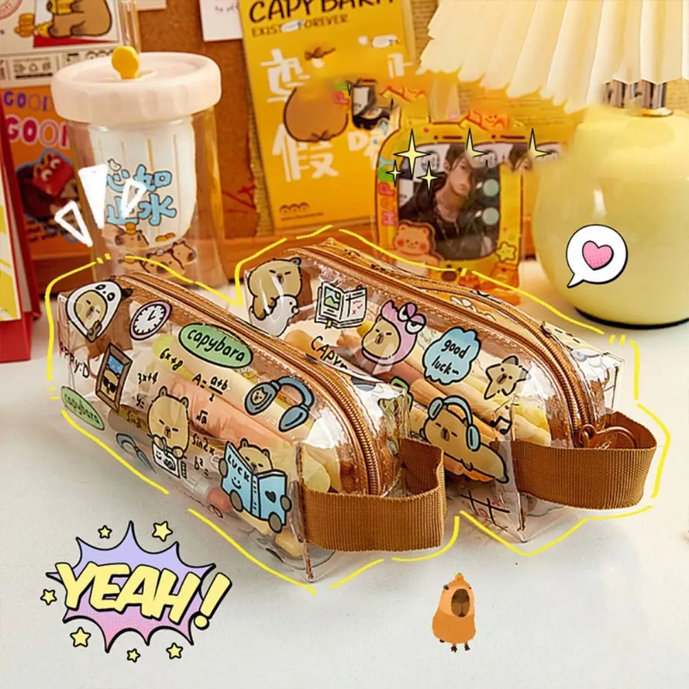 

Cartoon Capybara Pen Bag Kawaii High Appearance Transparent Pencil Case Special Design Large Capacity Stationery Storage Pouch