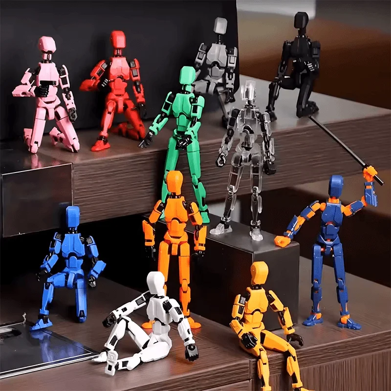 3D Printed DIY Luminous Multi-Jointed Movable Shapeshift Robot Mannequin Lucky robot and dog Action Figures Toys kids Gifts