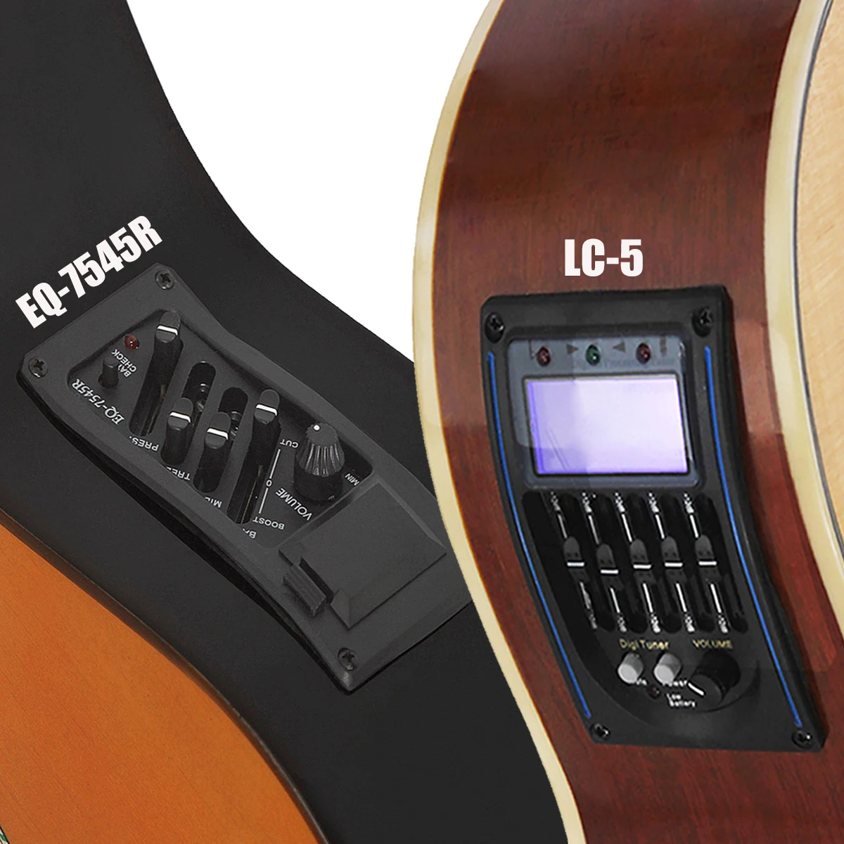 4/5 Band Acoustic Guitar Preamp EQ Equalizer Piezo Pickup Tuner Amplifier