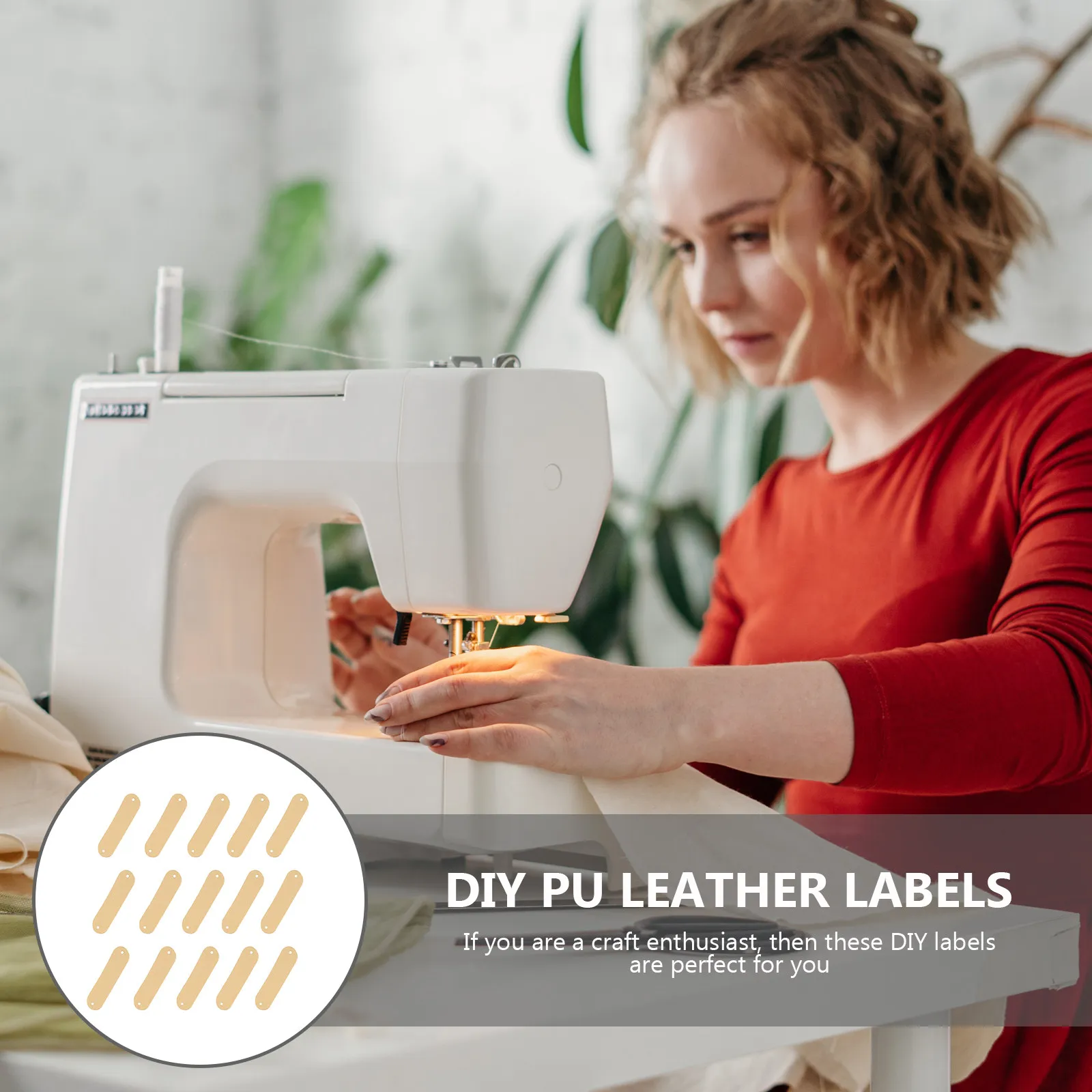 100Pcs DIY 빈 태그 의류 바느질 용 프리미엄 PU 소재 뜨개질 가방 지갑 패치 의류 라벨 장식 수제