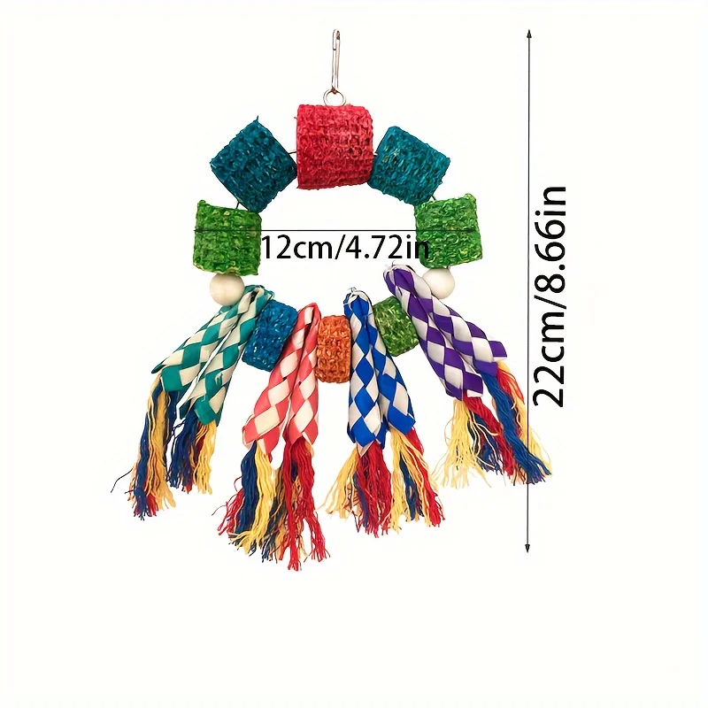 Colorful Corn Cob Chew Toy for Parrots, Hanging Climbing Rings with Woven Rope, Fun Bird Cage Accessory