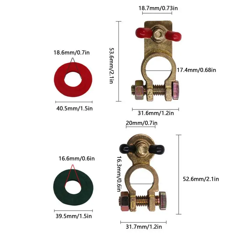 Pince de borne de batterie à dégagement rapide, kit positif et négatif, clip  de poteau, voiture, camionnette, caravane, Hurhome, 2 pièces par ensemble -  AliExpress