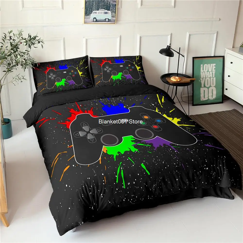 

Gamepad Bedding Set Queen Size Duvet Cover Creative Black Bed Comforter Cover Set Housse De Couette Bedclothes 2/3Pcs