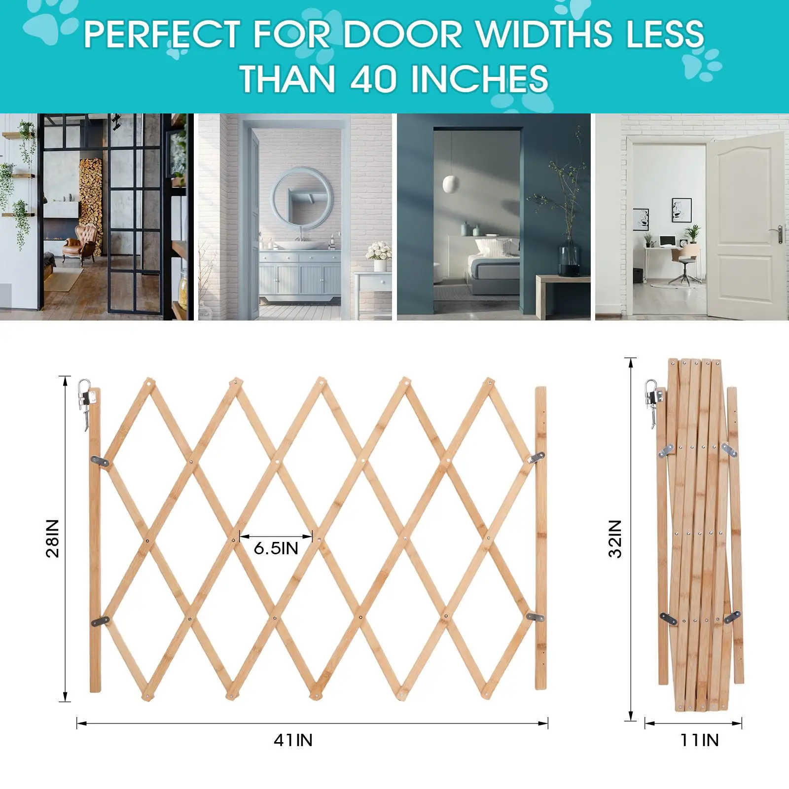 Expansion Walk Gate Divider Puppy Folding Fence Expandable Accordion Dog Gate for House Doorway Stairways Outdoor