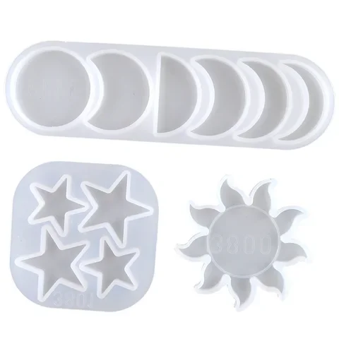 

Moon Sun Star Resin Casting Mold Moon Phase Pendant Home Decor Crescent Moon Full Moon Epoxy Craft Mould Diy Making Tools