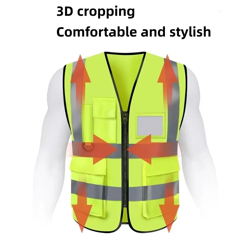 Reflective Safety Vest Printed Construction Site Mesh Breathable Traffic Oversized Protective