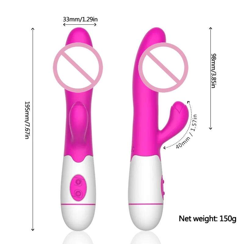 30 Speed Rechargeable Handheld Silicone Adult Clit Clitoral Clitoris Sex Toy G Spot Dual Motor Rabbit Vibrator for Women Female
