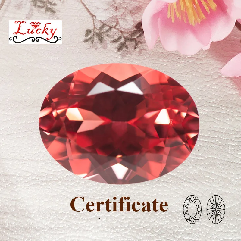 

Lab Grown Padparadscha Oval Shape Fire Lotus Color Charm Beads for Diy Jewelry Making Rings Materials Selectable AGL Certificate