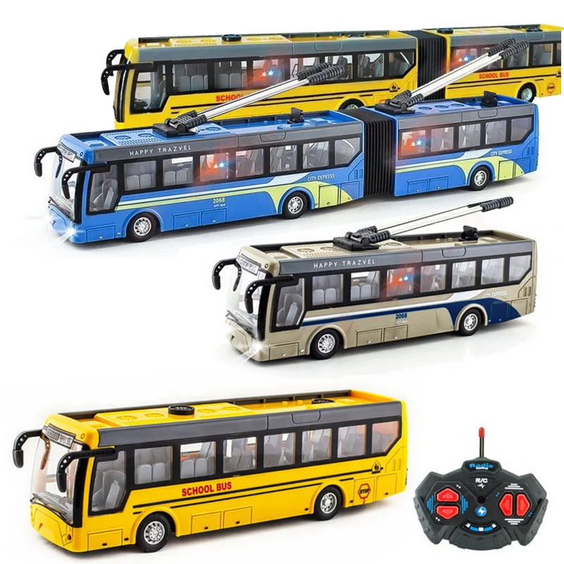 1:48 4CH RC Bus Toy With Lights Electric Tourist Sightseeing Bus Simulation  Campus Vehicle Kids Toy Car Boy Gift