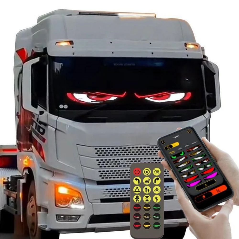Led-ogen voor vrachtwagen, flexibele led-display, auto-ogen, duivelsogen, licht, auto, USB, flexibel, bluetooth-app-besturingsdisplay, soft screen,doe-het-zelf, dynamische led, smart, kleurrijke