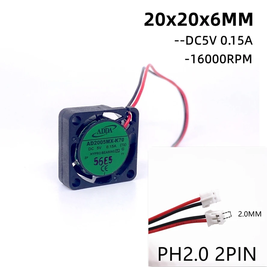 NEW ADDA AD2005MX-K70 2006 DC5V 20x20x6MM Fan 2CM 20MM Cooling Fan 16000RPM Ultrathin Fan Mini Laptop Fan 2wire FG 2pcs younuon 2006 5v 12v 2cm 20mm fan 20x20x6mm blower fan 11000rpm ultrathin fan mini laptop fan 2wire