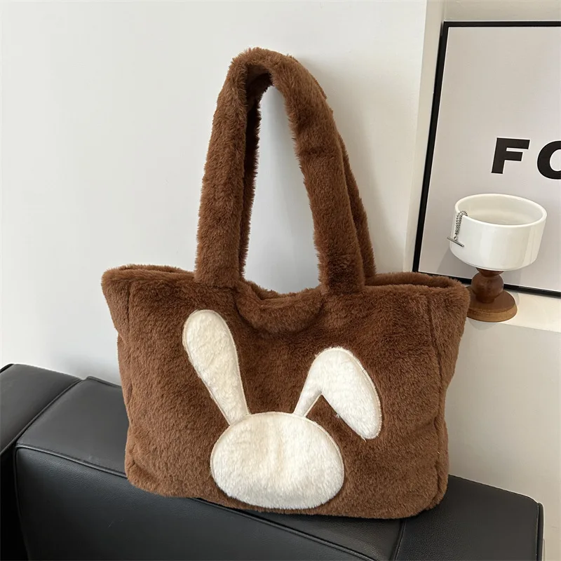 Plush Shoulder Bag Women's Handheld Tote Luxury Brand Shoulder Bag Large Capacity Plush Winter New Fashion Female Shoulder Bag