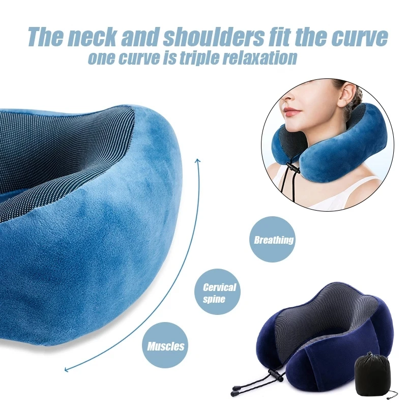U Shaped Memory Foam Neck Pillows Soft Travel Pillow Massage Neck Pillow Sleeping Airplane Pillow Cervical Healthcare Bedding 3