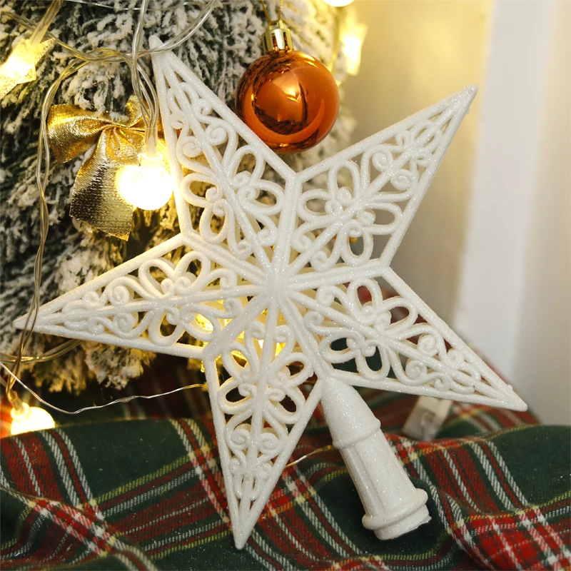 Christmas Tree Toppers Hollow Star For Navidad Table Decorations Home Merry New Year Xmas Ornaments Accessory Supplies
