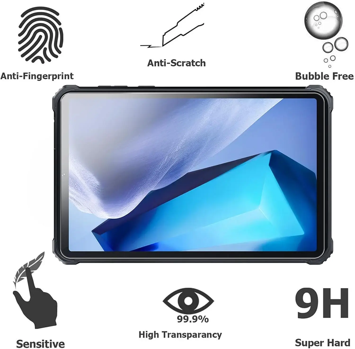 8-Inch HD Clear Scratch-Resistant Tempered Glass Screen Protector, Easy Installation