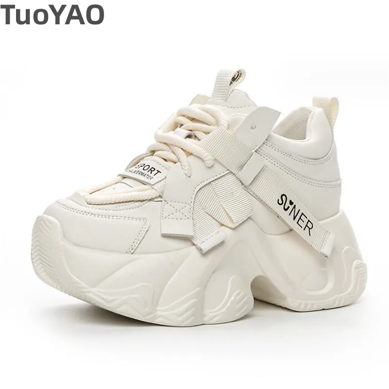 

8cm Genuine Leather Spring Skate Boarding Chunky Sneakers Platform Wedge Ladies Fashion Women Summer Autumn Shoes Casual Shoes