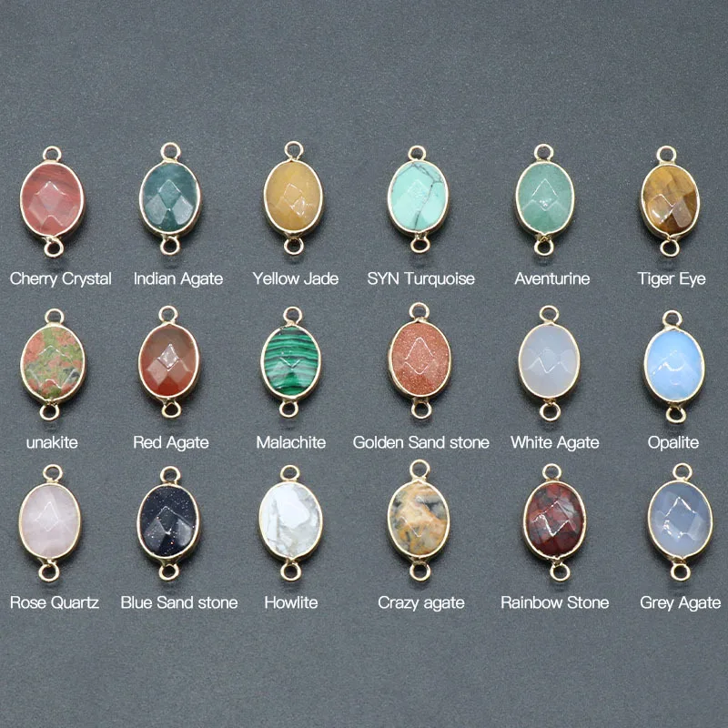 Faceted Gemse Natural Stone Charms Chakra Reiki Healing  Rose Crystal Aventurine Pendants For DIY Bracelet  Necklace Jewelry ACC