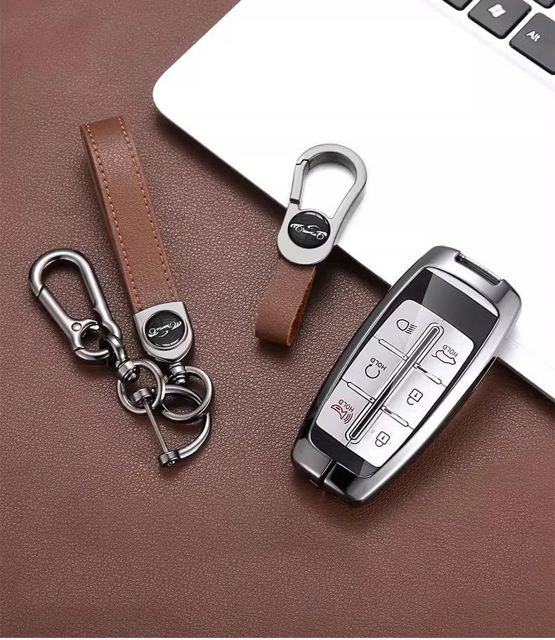 

Zinc Alloy Leather for Hyundai Genesis G70 GV70 G80 GV80 G90 Smart Remote Car Key Case Cover Fob Housing Keychain Accessories
