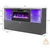Modern High Gloss 68" Fireplace TV Stand,Entertainment Center for TVs Up To 78",TV Console Cabinet with Adjustable Glass Shelves 2