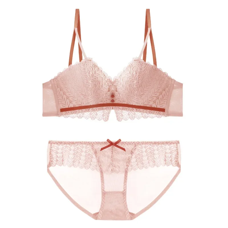 

New Sweet Sexy Lace Bra Set for Girls Without Underwire Lightweight Breathable Comfortable Small Bra Push-up Bra