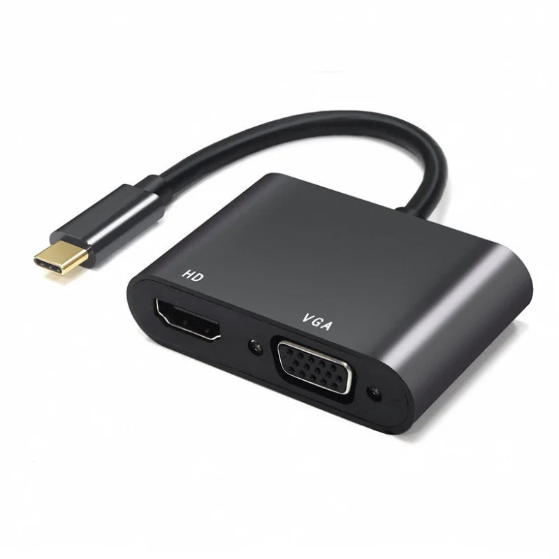 

Type-C To HDMI+VGA 2-in-1 Converter Cable - ABS Material, Expansion Dock