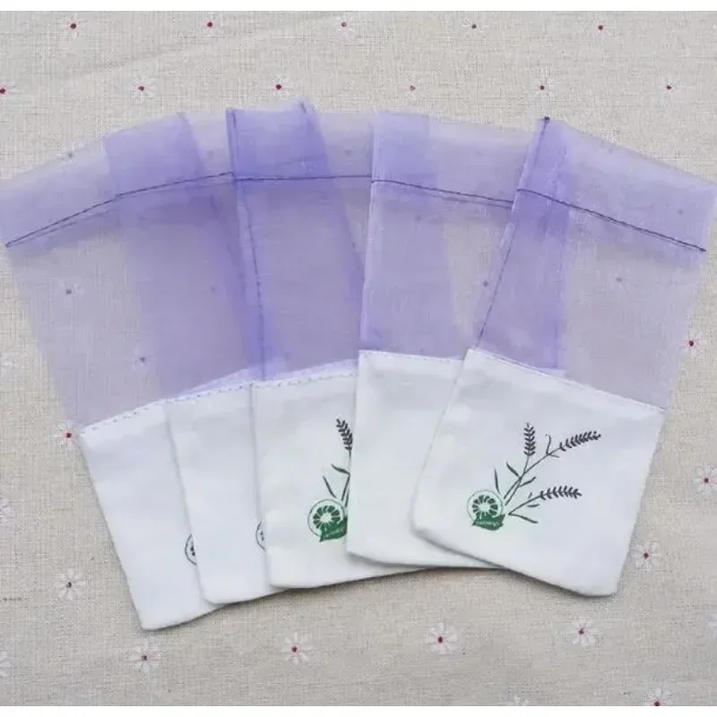 100pcs Lavender sachet empty bag mesh stitching transparent linen beam pocket small floral dried flower filling