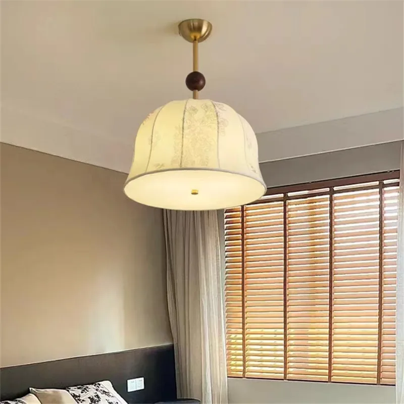 

Japanese style ceiling lights Simple High-grade Fabric light shade Dining Room American Bedroom kitchen island lights