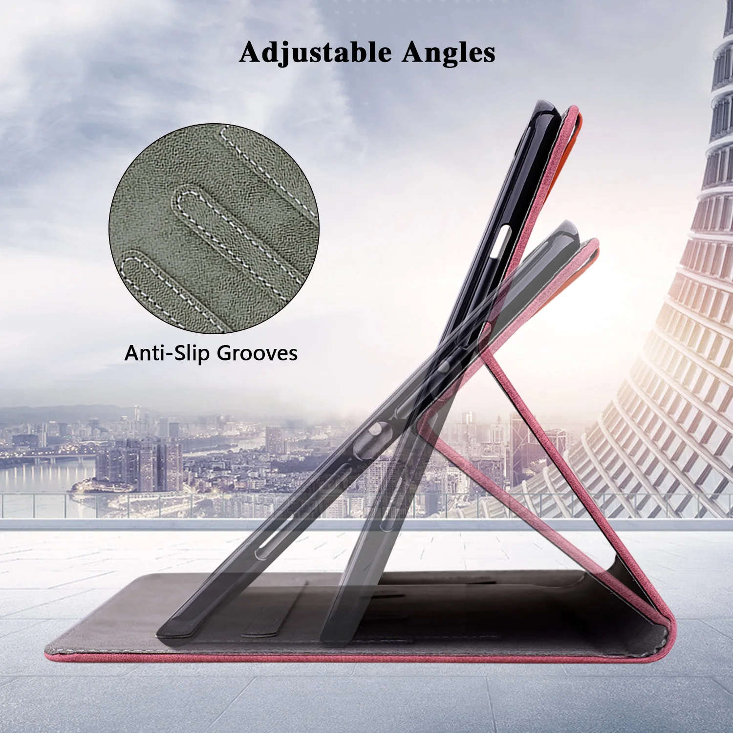Luxury PU Leather Adjustable Stand Cover - Soft TPU Back Case