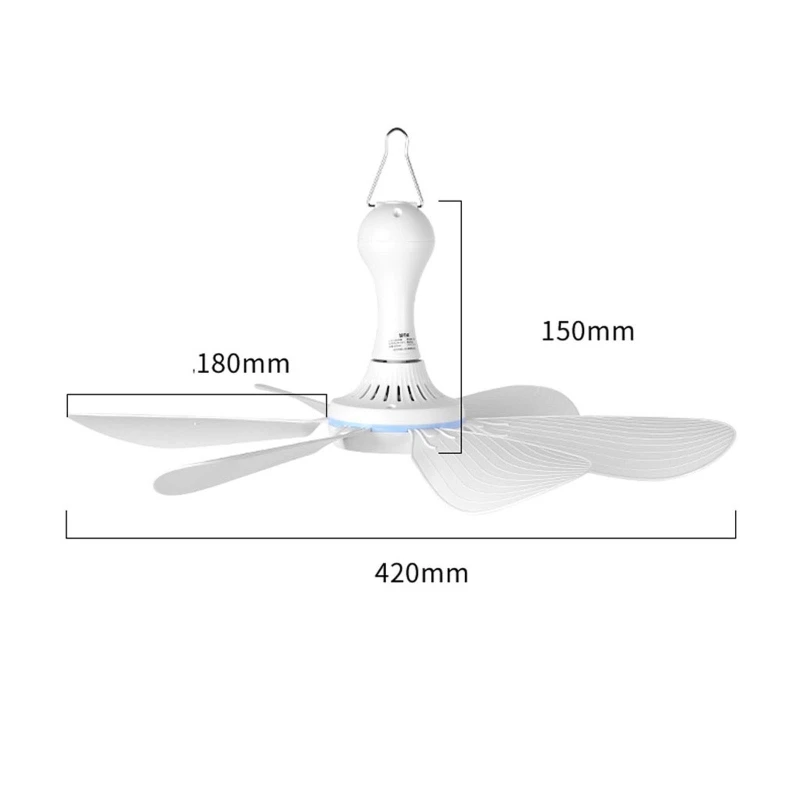 USB 5V Ceiling Fan 6 Leaves 16.5in Silent Hanging Fan for Dormitory Room Household Home 5W Powered By Powerbanks PC