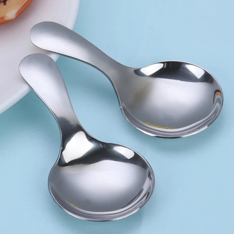 Stainless Steel Spoon Short Handle Gold Ice Cream Tea Coffee Spoon Kids Kitchen Condiment Spice Scoop tea spoons