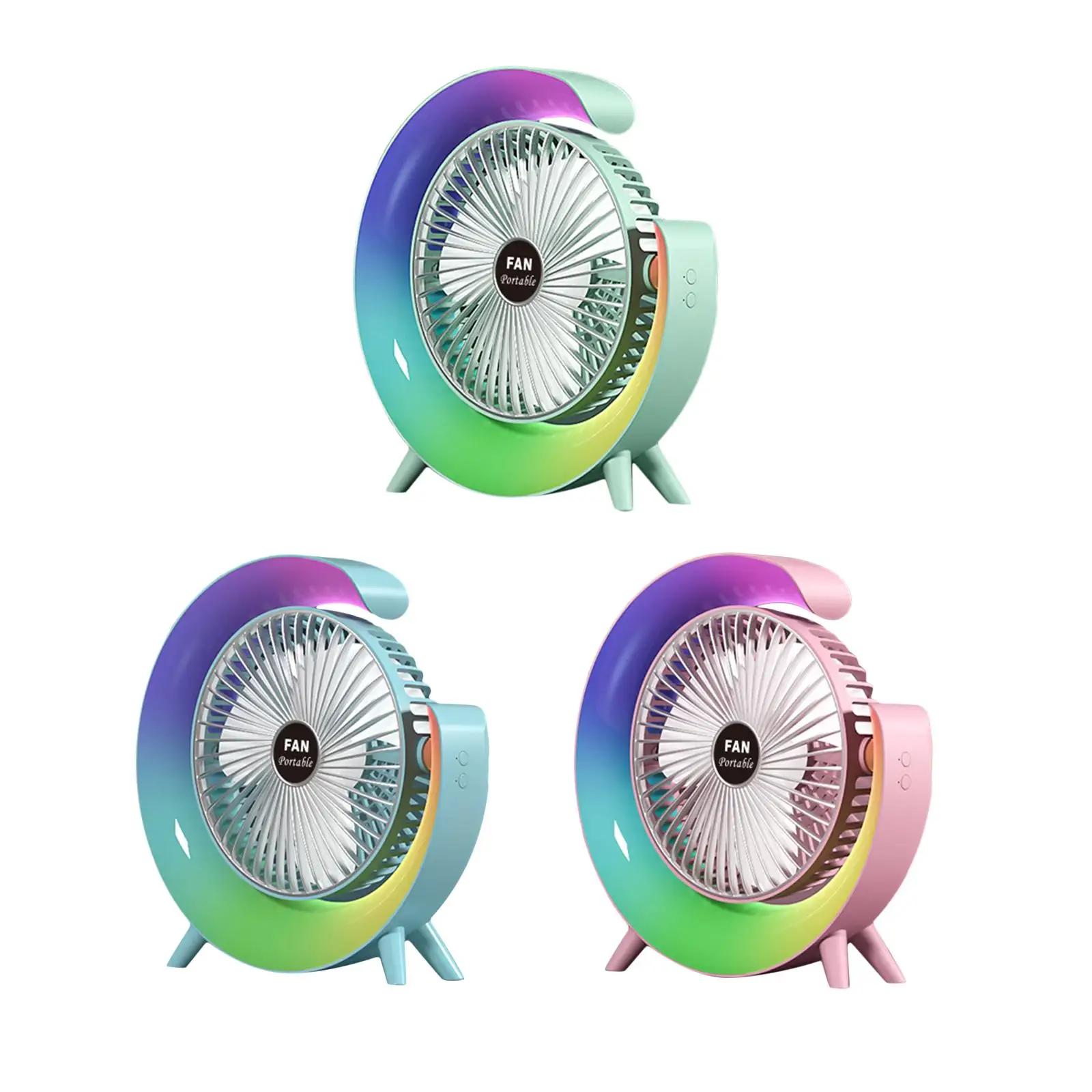 

Desktop Table Fan Portable Desk Fan 3 Speeds with Light 180 Adjustable Tilt Desk USB Fans Small Quiet USB Desk Fan for Summer