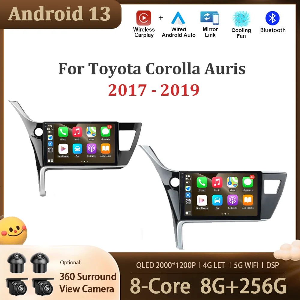 

For Toyota Corolla 11 Auris E180 2017 - 2019 GPS Navigation Touch Screen 4G SIM BT WIFI Car Multimedia Radio Player Android 13