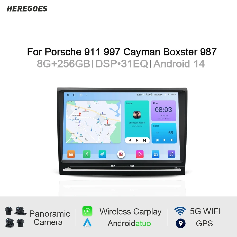 Carplay 2 din android 14,0 autoradio für porsche cayman boxster 4gb navigation bluetooth wifi gps multimedia player
