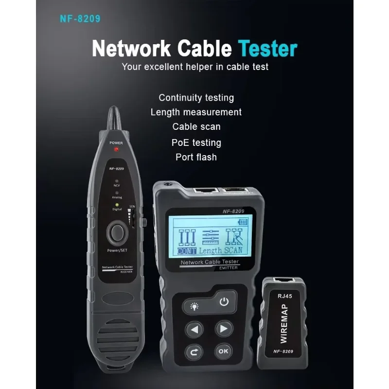 NOYAFA NF-8209 RJ45 Cable Tracker POE Network Wire Checker Cable Tester Test Network Tool Scan Wiremap Utp Tester network cable tester