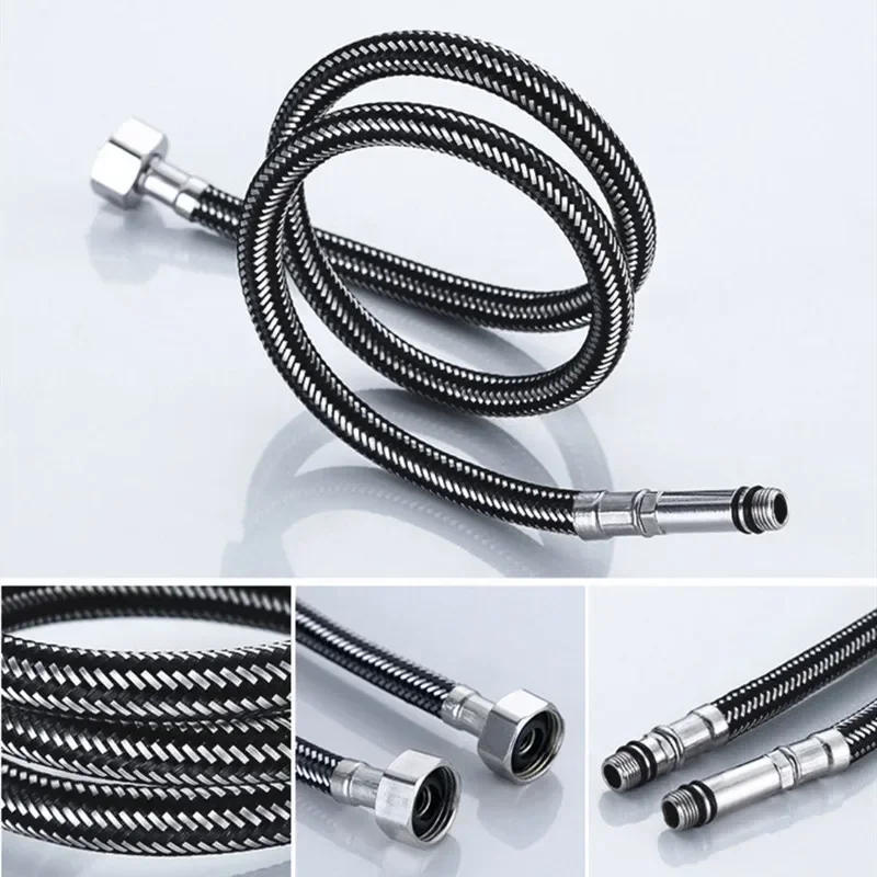 Plumbing Hose G1/2'' Stainless Steel Nylon Braided Tube Pipe Hose Silicone Plumbing Thermoresistant Tap Basin Faucet Sink Kitchen Bathroom
