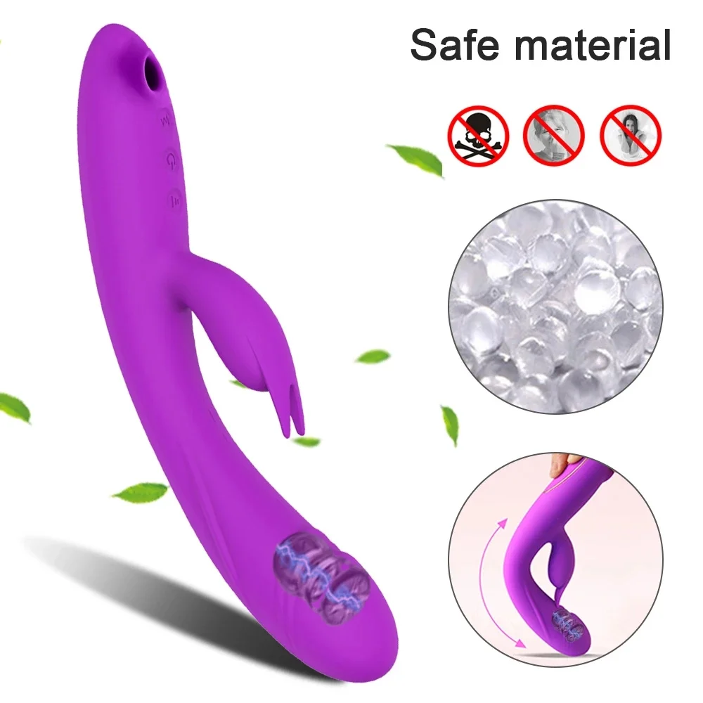In 1 3 Rabbit Dildo Vibrator For Women Clitoris Sucker Nipple Blowjob G-Spot Stimulator Sex_voghion.com