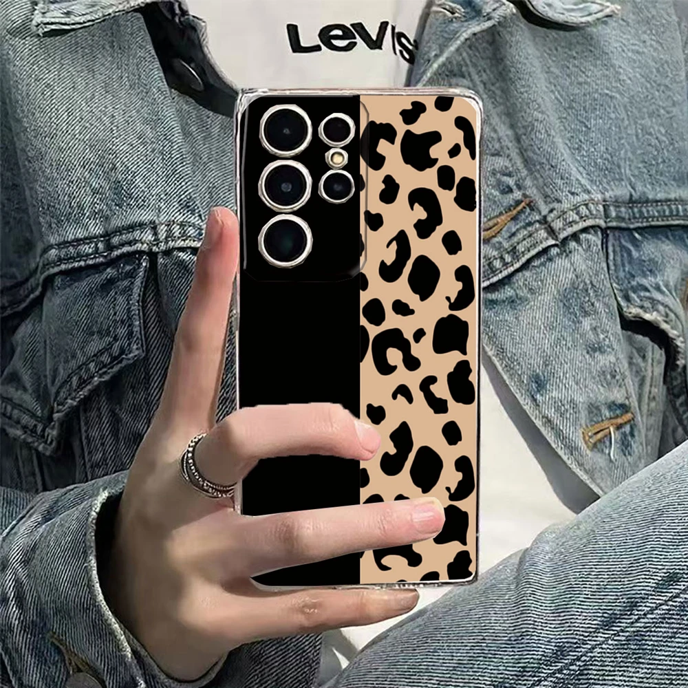 White Leopard Print Clear Phone Case - Artistic Marble Design