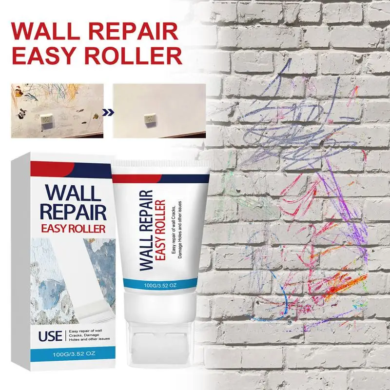 Wall Repair Cream 100g Wall Mending Agent Renovation Paste Waterproof Quick Dry Roller Brush Design Paste Crack-Resistant