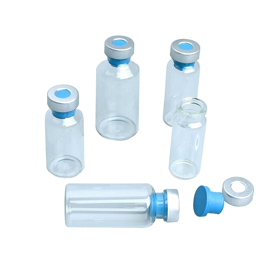 10PCS 12ML/15ML/20ML/25ML/30ML Anaerobic Bottles Transparent High Borosilicate Glass With Aluminum Plastic Cap Sealed Vials