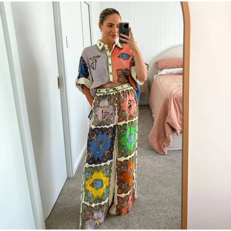 Conjunto Feminino Estampado Manga Curta