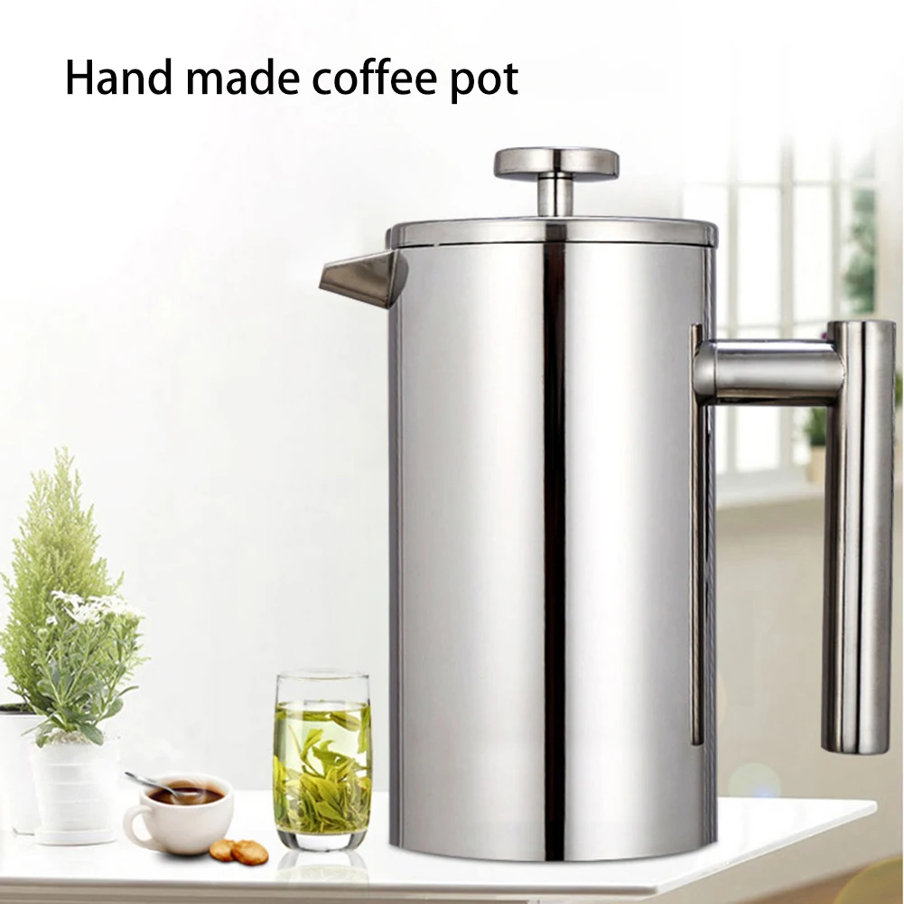 French Coffee Brewing Pot 350/800/1000ml Stainless Steel Filter Tea Brewer Household Hand Punch Simple Pressure | Дом и сад