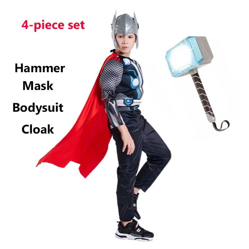 

Children Thor Muscle Costume Superhero Thor Cosplay Costume And Hammer Halloween Carnival Costumes for Kids Thor Clothes