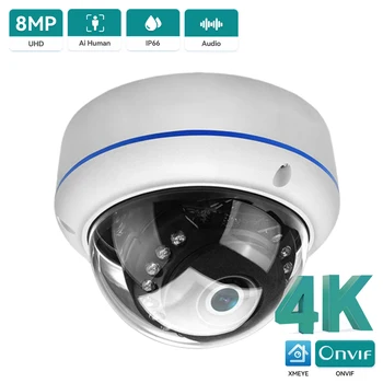 8MP 4K Ultra HD IP Camera Vandal-proof Waterproof Outdoor Dome Camera Nightvision nternal Audio Remote Access Xmeye Cloud H.265 1