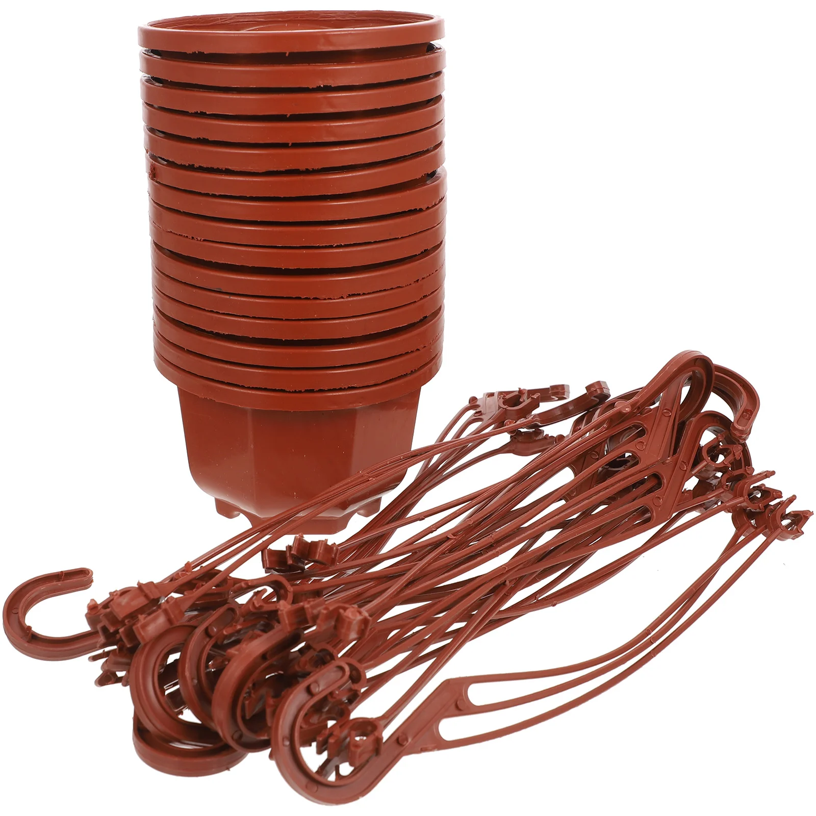 

15 Sets Flowerpot Plastic Hanging Planter for Indoor Garden Clothes Hangers Outdoor Pots Basket Holder Flowers