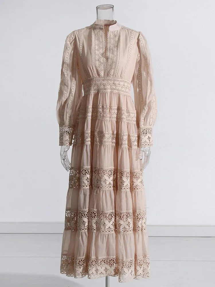 ＊美品＊2WAY DRAPE SLEEVE EMBROIDERY DRESS TWOTWINSTYLE Solid Hollow Out Embroidery Dress For Women