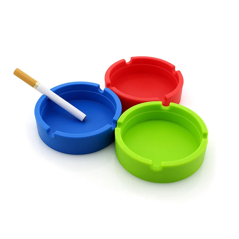 Heat Resistant Silicone Ashtray Light Circular Ashtray Fluorescent Smoke Outdoor Portable Cigarette Case Drop Creative Ashtrays silicone ashtray