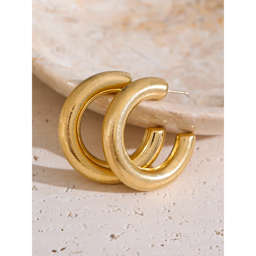Yhpup Earrings Minimalist C-Shape