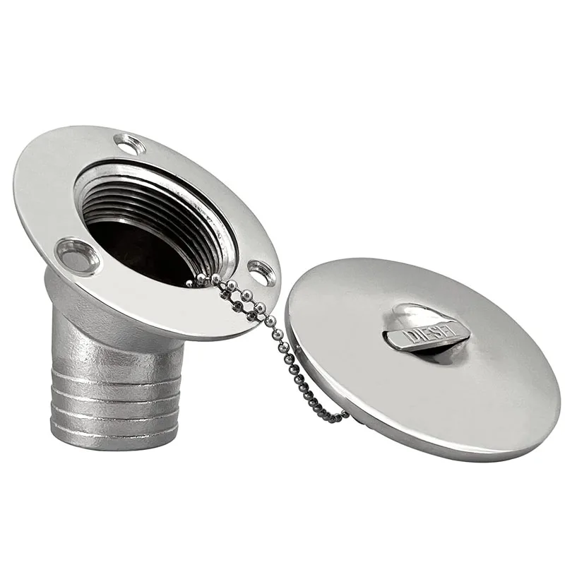 

Boat 316 Stainless Steel 1-1/2"(38mm)/2"(50mm) Angled Neck 45° DIESEL Deck Fill/Filler Cap Keyless Thru Hull Hardware