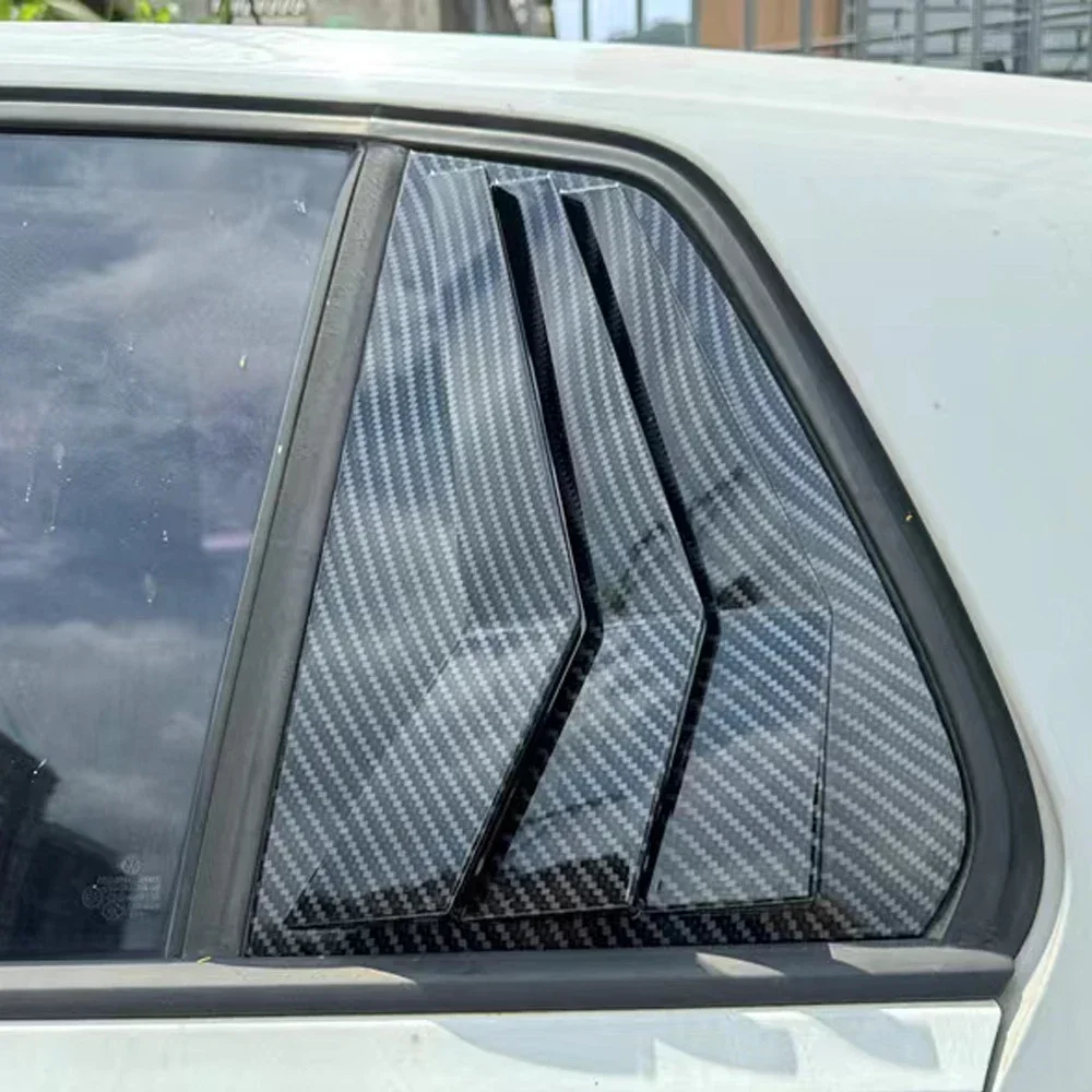 폭스바겐 골프 MK7 MK7.5 2013-2019 차량용 리어 루버 윈도우 사이드 셔터 커버 트림 스티커 벤트 스쿱 ABS 카본 파이버 블랙 부품